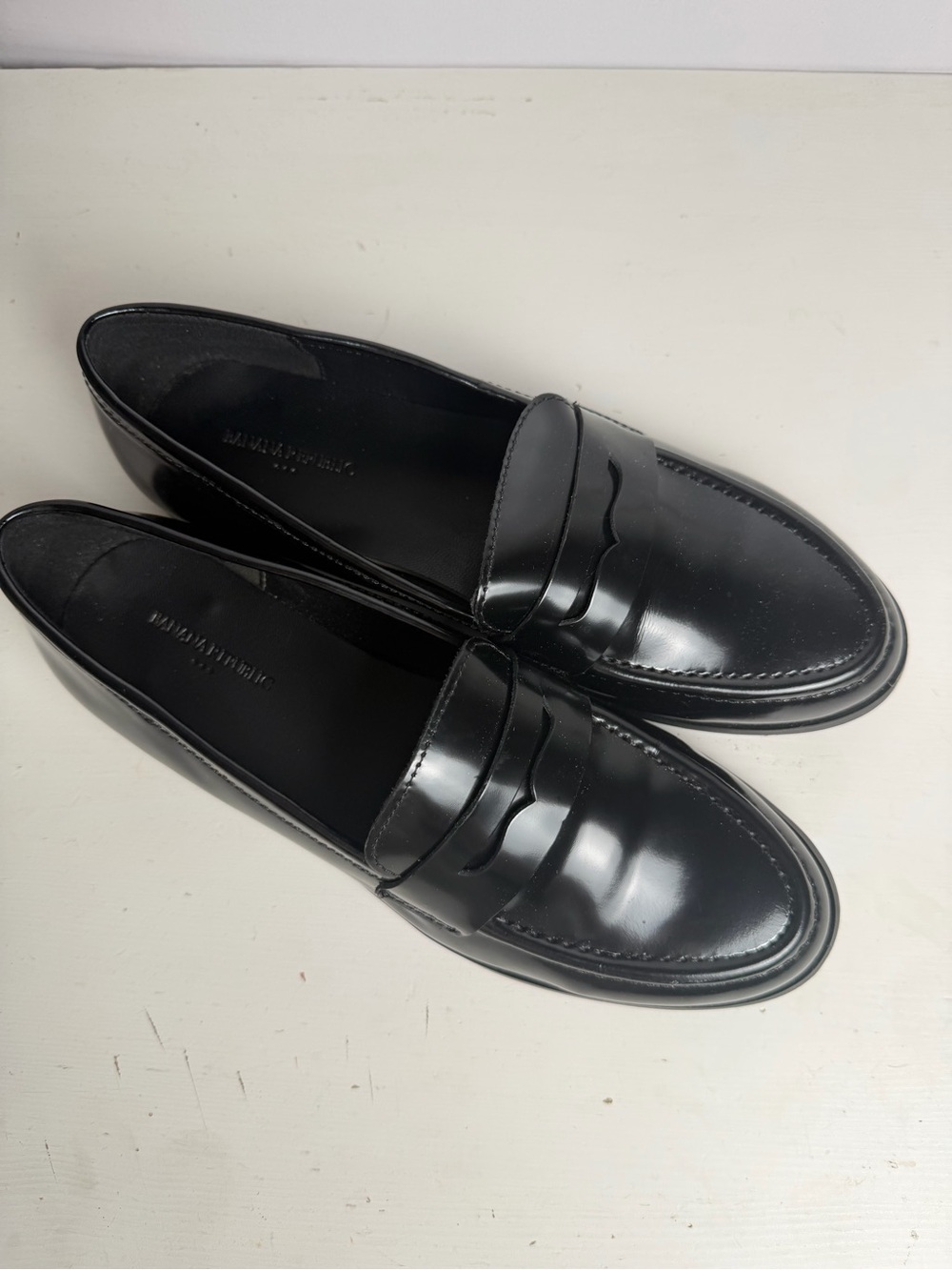 Banana Republic Black Patent Leather Penny Loafers